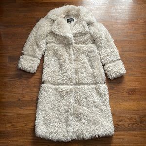 Badgley Mischka Cream Timma Faux Fur Lux Coat